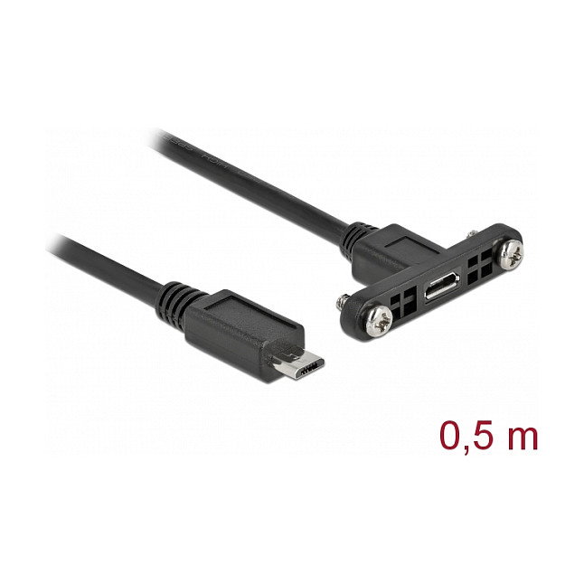 DeLOCK Cable USB 2.0 Micro-B hembra para instalación a Micro-USB B macho, 0,5 m DeLOCK Cable USB 2.0 Micro-B hembra para instalación a Micro-USB B macho, 0,5 m