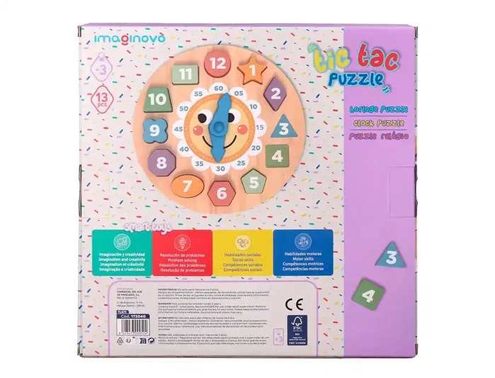 Imaginovo Reloj de Madera Educativo de 13 piezas
