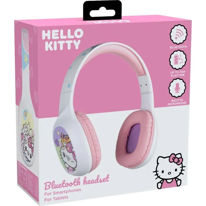 Konix Auriculares Inalámbricos Bluetooth 5.3 Hello Kitty, 30h Batería, Blanco y Rosa, PC Smartphone Tablet Konix Auriculares Inalámbricos Bluetooth 5.3 Hello Kitty, 30h Batería, Blanco y Rosa, PC Smartphone Tablet