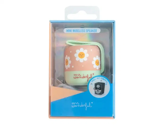 Mr. Wonderful - Altavoz Portátil Inalámbrico Mini, Diseño Margaritas, 80x60x80 mm, Sonido Potente y Claro, Conexión Bluetooth para Smartphone Mr. Wonderful - Altavoz Portátil Inalámbrico Mini, Diseño Margaritas, 80x60x80 mm, Sonido Potente y Claro, Conexión Bluetooth para Smartphone