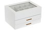 DKD Home Decor Joyero Tradicional Blanco Madera y Cristal 17 x 13 x 23 cm