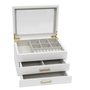 DKD Home Decor Joyero Tradicional Blanco Madera y Cristal 17 x 13 x 23 cm