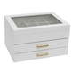 DKD Home Decor Joyero Tradicional Blanco Madera y Cristal 17 x 13 x 23 cm