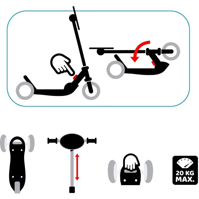 Stamp Patinete plegable de 3 ruedas Skids Control Explore Rosa