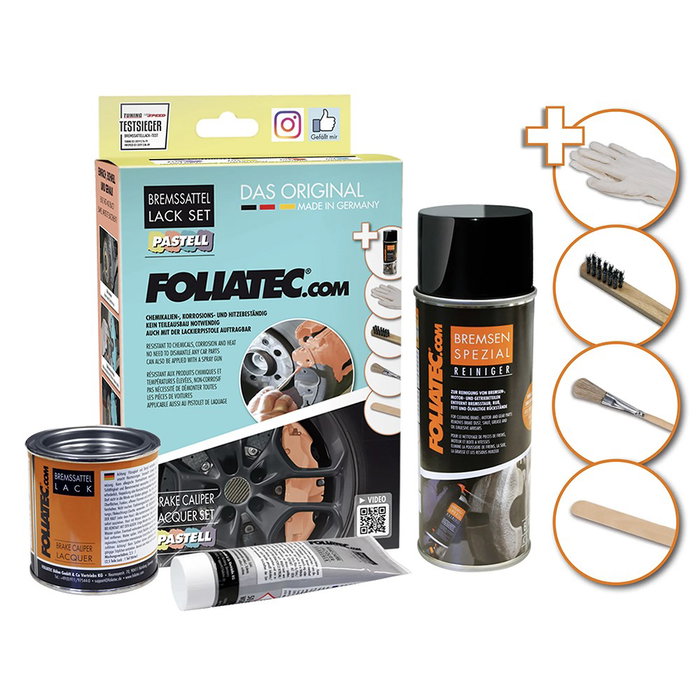 Foliatec FO2221 Kit de Pintura para Pinzas de Freno, Color Vainilla Cremoso, Alta Resistencia a Químicos y Corrosión