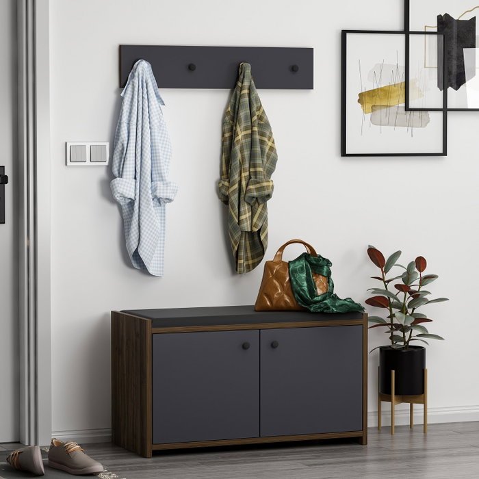 Hanah Home Zen - Anthracite Zapatero de Diseño Escandinavo en Color Antracita con Amplio Almacenamiento y Colgador