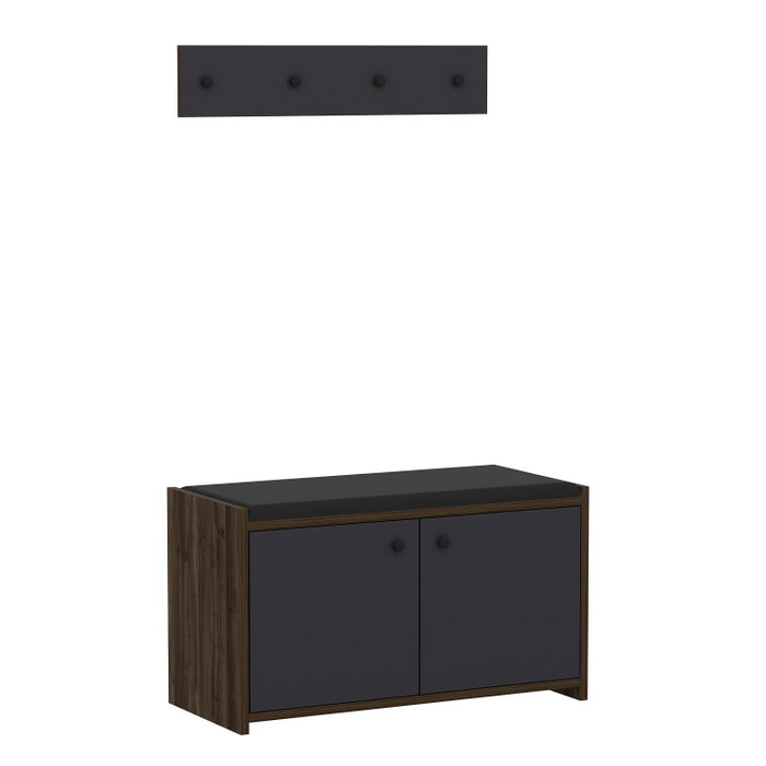 Hanah Home Zen - Anthracite Zapatero de Diseño Escandinavo en Color Antracita con Amplio Almacenamiento y Colgador