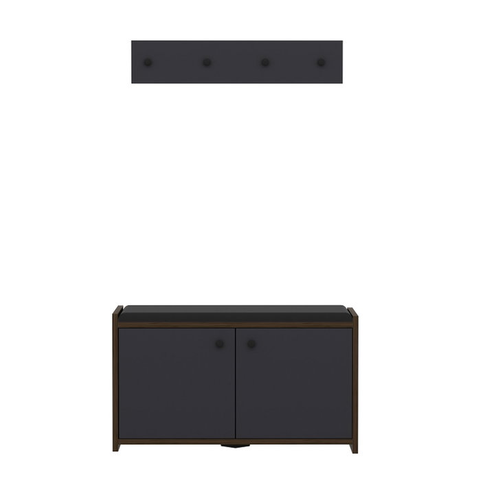 Hanah Home Zen - Anthracite Zapatero de Diseño Escandinavo en Color Antracita con Amplio Almacenamiento y Colgador