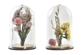 DKD Home Decor Decoración de Flor Seca y Cristal Surtido de 2 Colores