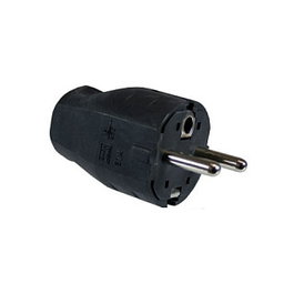 Bachmann 910.100 Enchufe Macho Negro Tipo F 2P+E 250V 16A para Cable H03VV-F3G0,75-1,0-1,5mm