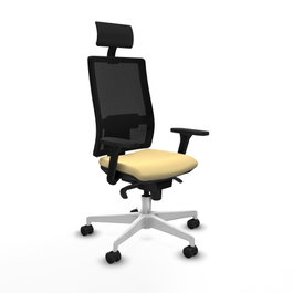 PIQUERAS Y CRESPO Silla de oficina Horna con mecanismo Sincro, Crema y Negro