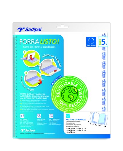 Forro Ajustable Sadipal Pp Trans.31 X 52 Cm (Set de 5) Forro Ajustable Sadipal Pp Trans.31 X 52 Cm (Set de 5)