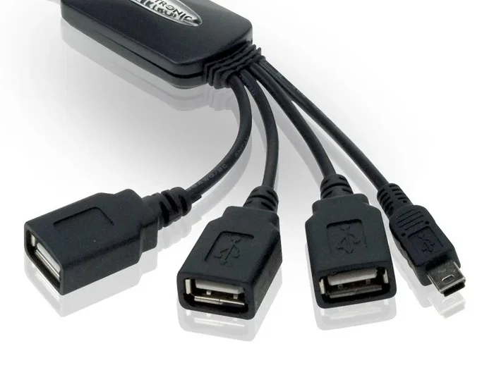 Conceptronic 1100013 Hub USB 2.0 CFLEXHUB Flexible y Alimentado, 4 Puertos (3 USB B + 1 Mini USB) para Ordenador y Portátil - Color Negro y Rojo