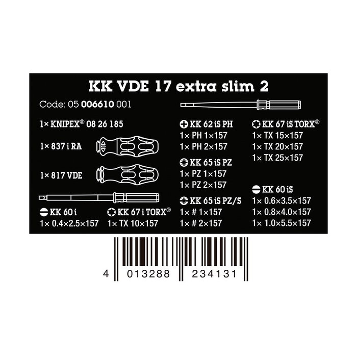 Wera Extra Slim 1 Juego de 16 Destornilladores Aislados VDE 1000V con Sistema Antirodamiento, Varillas Intercambiables y Bolso Plegable Wera Extra Slim 1 Juego de 16 Destornilladores Aislados VDE 1000V con Sistema Antirodamiento, Varillas Intercambiables y Bolso Plegable