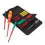Wera Extra Slim 1 Juego de 16 Destornilladores Aislados VDE 1000V con Sistema Antirodamiento, Varillas Intercambiables y Bolso Plegable