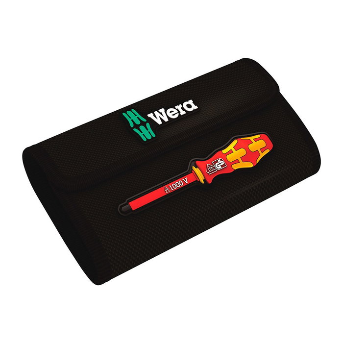 Wera Extra Slim 1 Juego de 16 Destornilladores Aislados VDE 1000V con Sistema Antirodamiento, Varillas Intercambiables y Bolso Plegable Wera Extra Slim 1 Juego de 16 Destornilladores Aislados VDE 1000V con Sistema Antirodamiento, Varillas Intercambiables y Bolso Plegable