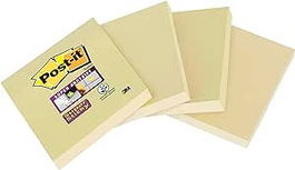 Post-it Pack 4 Blocs 45 Hojas Notas Adhesivas Recicladas Super Sticky 102x152mm Canary Yellow con Líneas 4645-RSSCY4