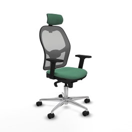PIQUERAS Y CRESPO Silla de oficina Jorquera con mecanismo Sincro, Verde esmeralda y Gris