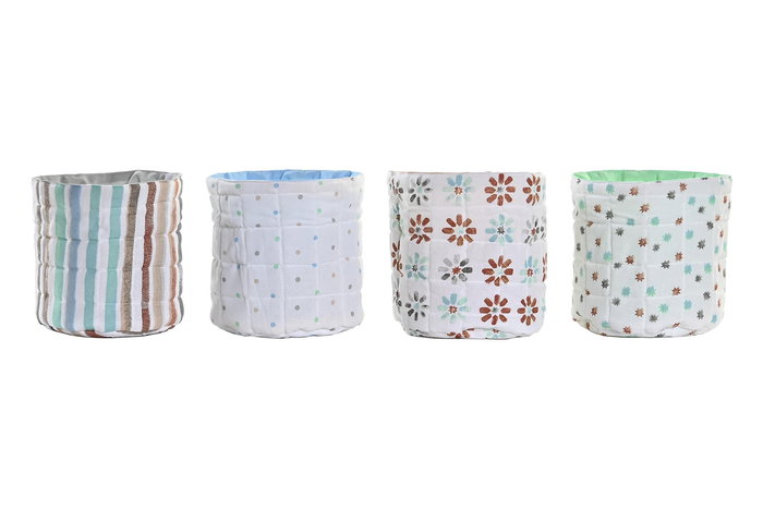 DKD Home Decor Cesta Urban Casablanca 2022 Azul Celeste Gris 16x18x16 cm (12 Unidades)