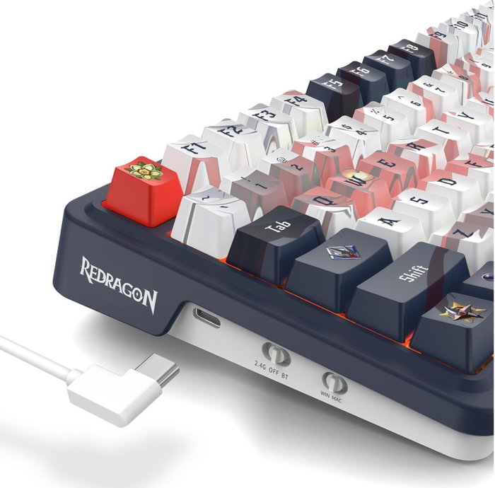 Redragon K686AK-RGB-PRO Eisa Teclado Mecánico Inalámbrico Bluetooth 98 Teclas RGB Blanco-Gris Distribución Polaca