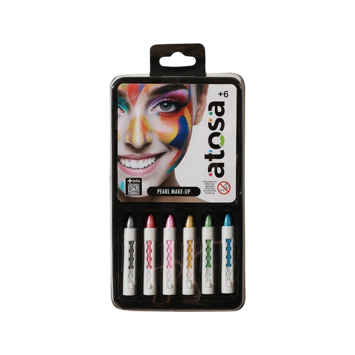 Atosa Maquillaje Perlado en Lápices Multicolor para Payaso o Fantasía