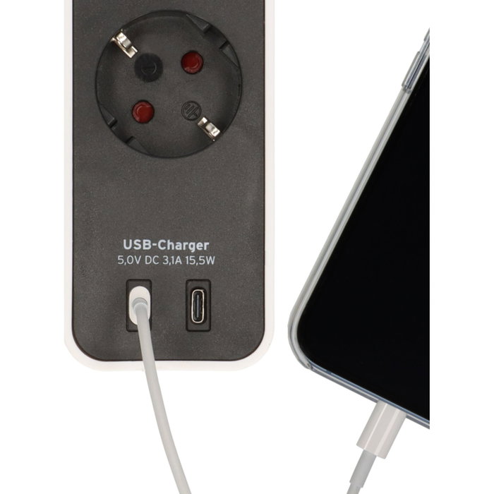 Brennenstuhl Ecolor 4 fold USB C Regleta con 4 Tomas y 2 USB-C