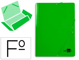 Liderpapel Carpeta Gomas Tres Solapas Cartón Plastificado Folio Color Verde