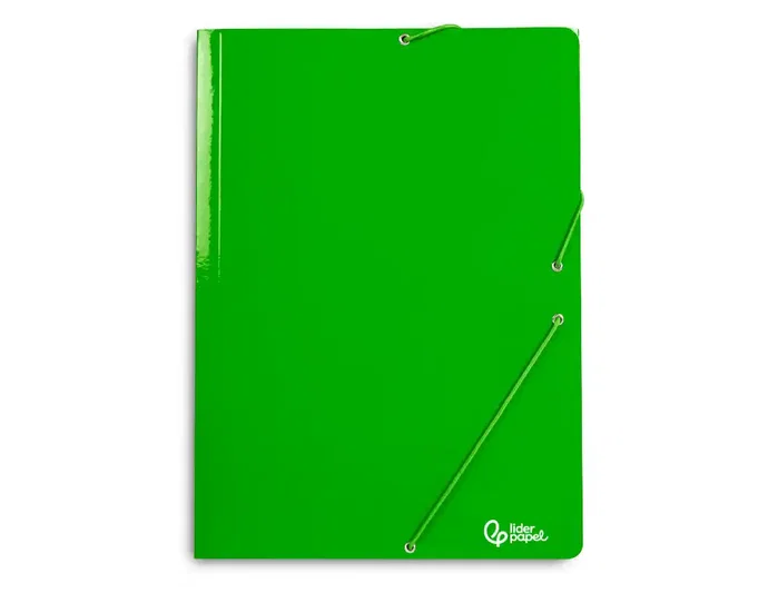 Liderpapel Carpeta de gomas con tres solapas verde tamaño folio
