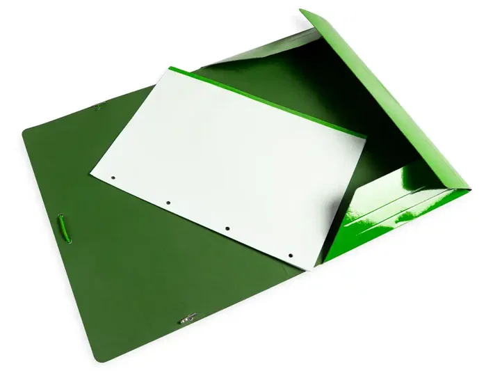 Liderpapel Carpeta de gomas con tres solapas verde tamaño folio