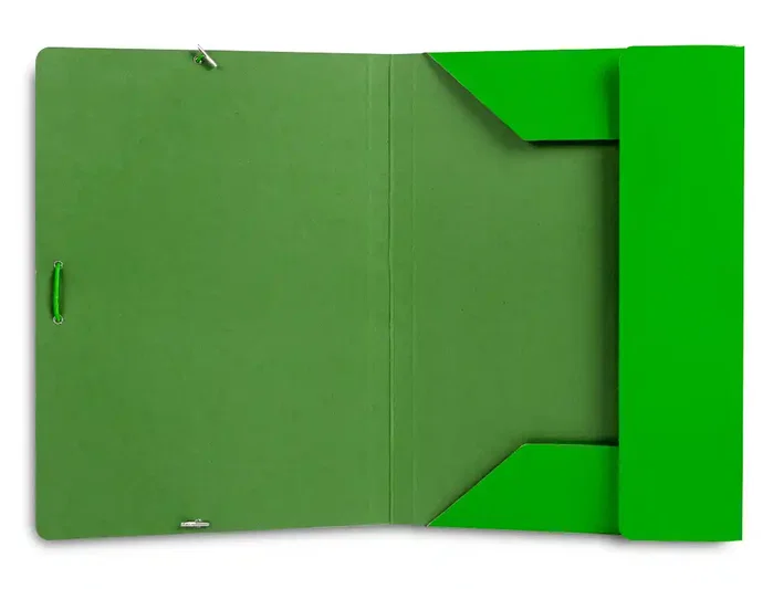 Liderpapel Carpeta de gomas con tres solapas verde tamaño folio
