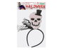 Diadema Halloween Calavera Plateada Brillante para Mujer Adulto, Complemento para Disfraz de Esqueleto o Reina del Cementerio