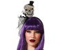 Diadema Halloween Calavera Plateada Brillante para Mujer Adulto, Complemento para Disfraz de Esqueleto o Reina del Cementerio