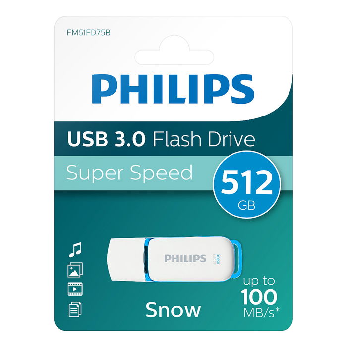 Philips FM51FD75B Memoria USB 512GB USB 3.2 Gen 1 Snow Edition Spring Green Blanco