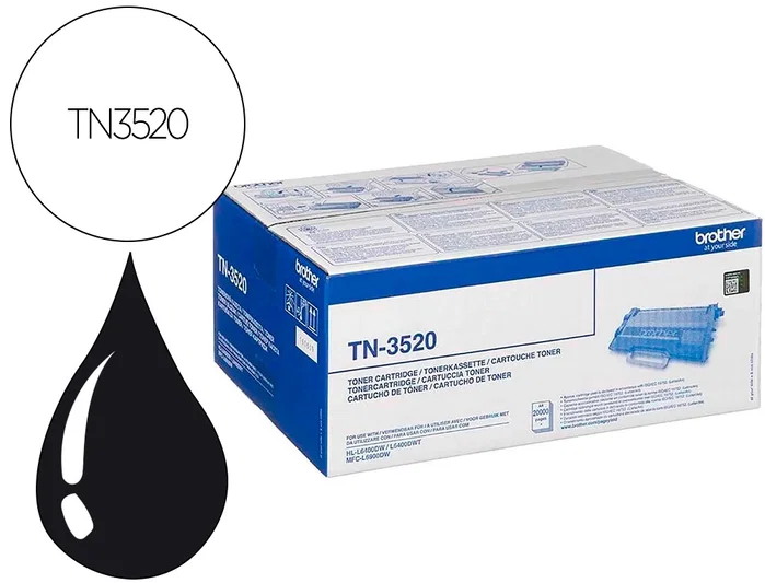 Brother TN-3520 Tóner Negro de Alto Rendimiento