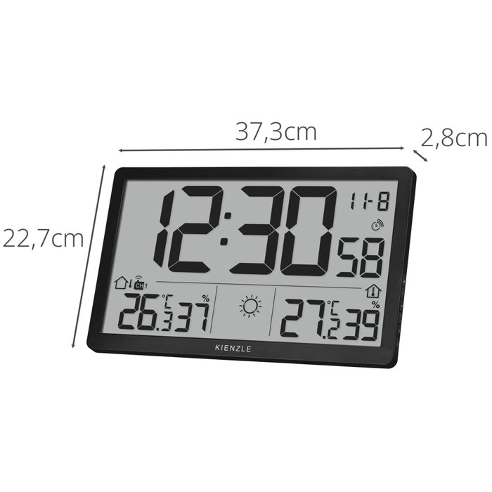 Kienzle Jumbo NEO LCD Weather Wall Clock negro Kienzle Jumbo NEO LCD Weather Wall Clock negro