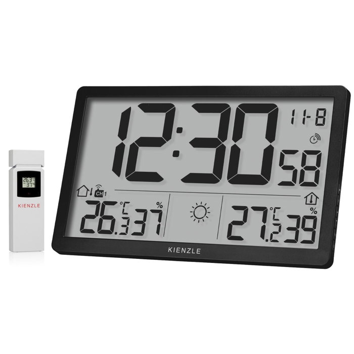 Kienzle Jumbo NEO LCD Weather Wall Clock negro Kienzle Jumbo NEO LCD Weather Wall Clock negro