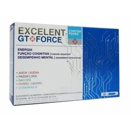 FARMOPLEX Excelent Gt Force 30Amp - Suplemento Dietético en Ampolla para Cansancio Físico, Mental y Estrés - 30 ampollas
