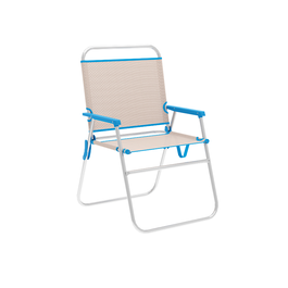 Marbueno Silla Plegable Aluminio Beige/Azul Playa y Piscina 56X52X80 cm 10173