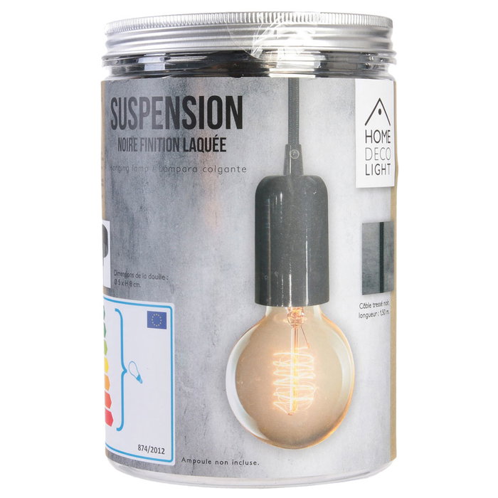 Home Deco Light Lámpara Colgante Bistrot Indus Aluminio Negro Estilo Industrial Vintage Cable 1m Para Bombillas E27 Max40W