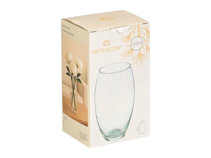 Giftdecor Jarron Cristal Abombado Transparente 20.5 cm (Set de 12)
