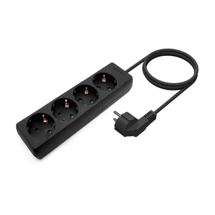 Aisens Regleta de 4 Tomas con Cable de 1,4 m, Negro