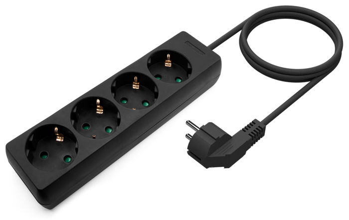 Aisens Regleta de 4 Tomas con Cable de 1,4 m, Negro