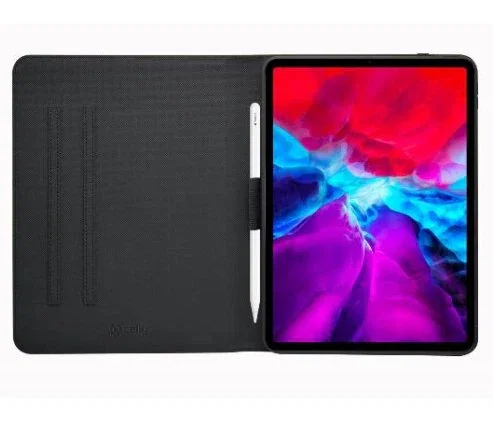 Celly BOOKBAND20 Funda para Tablet iPad Pro 13 (2024) - Negro - Función de Soporte, Ranura para Apple Pencil y Despertador de Pantalla