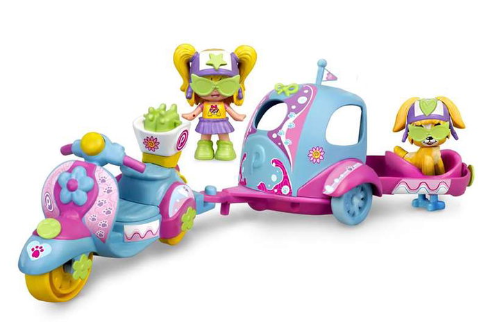 Pinypon my puppy and me figura con mascota, moto, remolque y accesorios