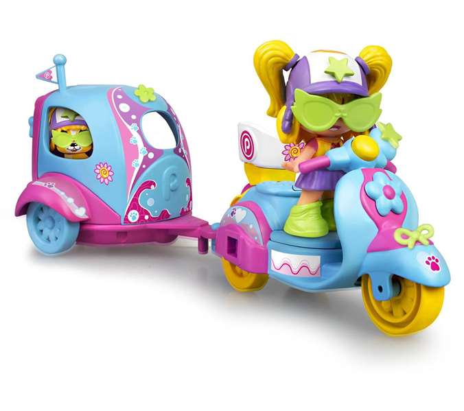 Pinypon my puppy and me figura con mascota, moto, remolque y accesorios