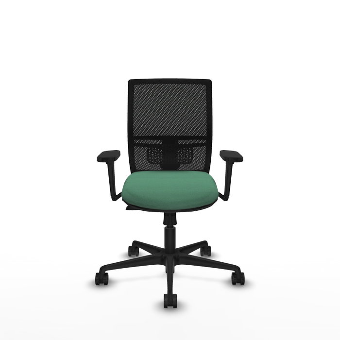 PIQUERAS Y CRESPO Silla de oficina Yunquera con mecanismo Sincro/Traslack, Verde esmeralda y Negro
