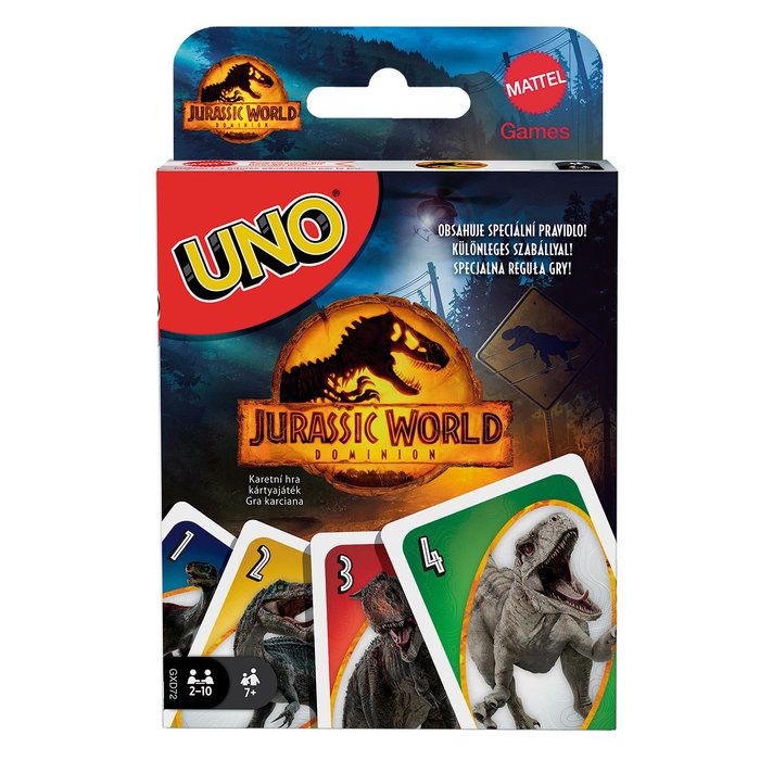 Mattel Games UNO Jurassic World 3 GXD72 Juego de Cartas para Niños y Adultos +7 Años
