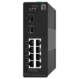 LevelOne IGS-2110 Switch Gestionado L2 Gigabit Ethernet con 8 Puertos RJ45 y 2 SFP, 20 Gbit/s, Montaje en Carril DIN, Negro