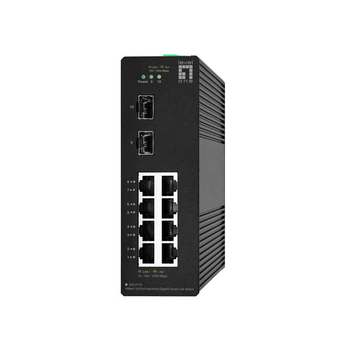 Level One IGS-2110 Switch Gestionado L2 con 8 Puertos RJ45 y 2 SFP, Negro Level One IGS-2110 Switch Gestionado L2 con 8 Puertos RJ45 y 2 SFP, Negro