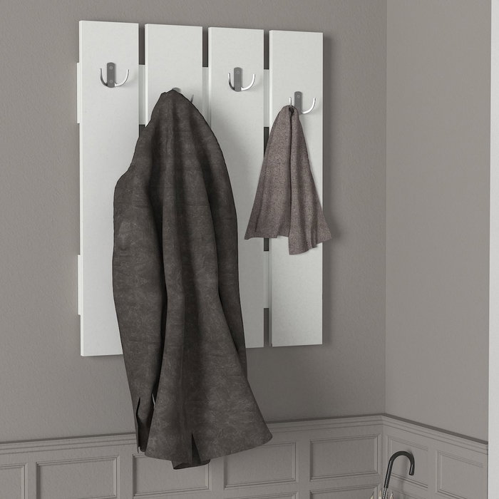 Hanah Home Recibidor Escandinavo Blanco con Estantes y Perchero, Mueble de Entrada Funcional con Montaje en Pared Hanah Home Recibidor Escandinavo Blanco con Estantes y Perchero, Mueble de Entrada Funcional con Montaje en Pared
